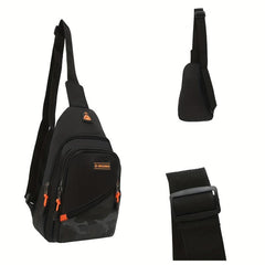 Men's Nylon Chest Bag With Earphone Hole Outdoor Shoulder Bag