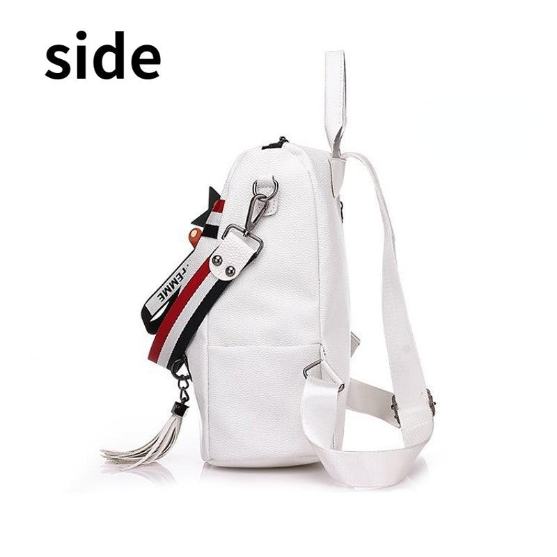 Large Capacity Casual Backpack with Detachable Strap and Bear Pendant