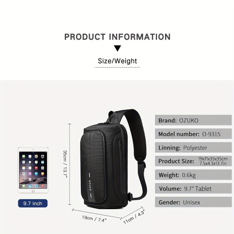 OZUKO Men's Anti-theft Messenger Bag Waterproof Chest Bag