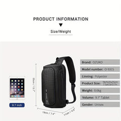 OZUKO Men's Anti-theft Messenger Bag Waterproof Chest Bag
