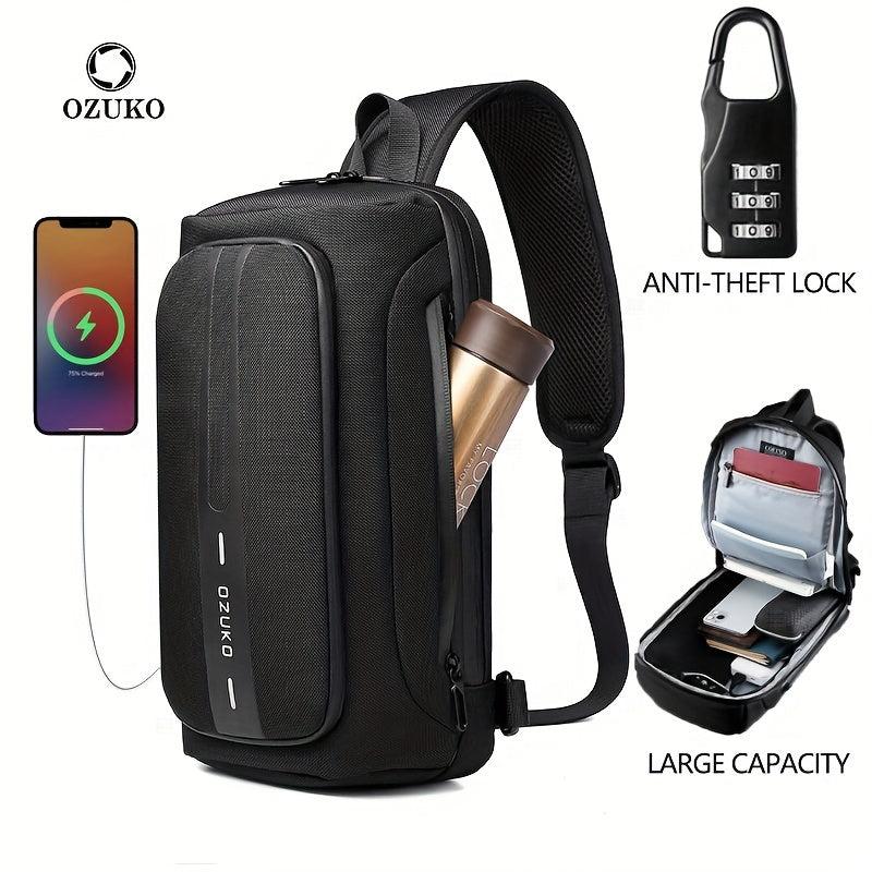 OZUKO Men's Anti-theft Messenger Bag Waterproof Chest Bag