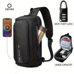 OZUKO Men's Anti-theft Messenger Bag Waterproof Chest Bag