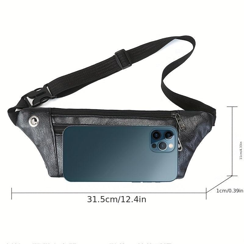 Men's Casual PU Leather Waist Bag Large Capacity Chest Bag
