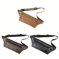 Men's Casual PU Leather Waist Bag Large Capacity Chest Bag