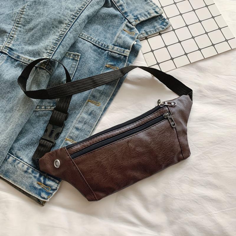 Men's Casual PU Leather Waist Bag Large Capacity Chest Bag