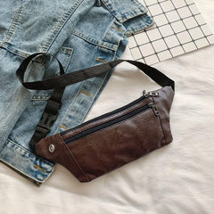 Men's Casual PU Leather Waist Bag Large Capacity Chest Bag