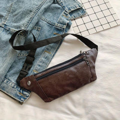 Men's Casual PU Leather Waist Bag Large Capacity Chest Bag