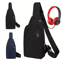 Men's Crossbody Bag With Earphone Hole For Outdoor Sports