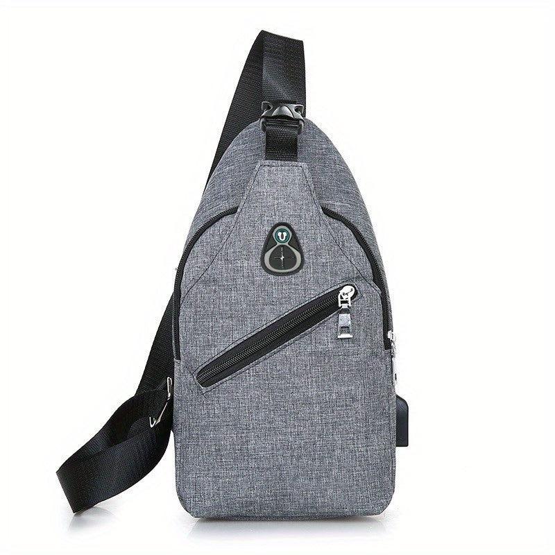 Men's Casual Crossbody Bag with Earphone Hole & USB Charging Port