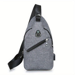 Men's Casual Crossbody Bag with Earphone Hole & USB Charging Port