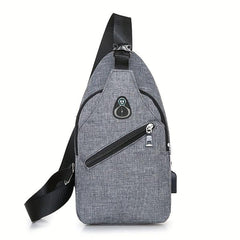 Men's Casual Crossbody Bag with Earphone Hole & USB Charging Port