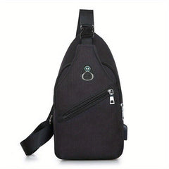 Men's Casual Crossbody Bag with Earphone Hole & USB Charging Port