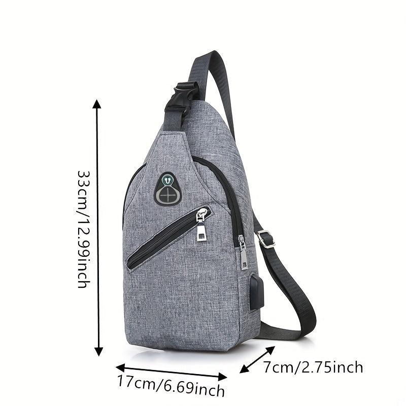 Men's Casual Crossbody Bag with Earphone Hole & USB Charging Port