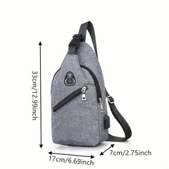 Men's Casual Crossbody Bag with Earphone Hole & USB Charging Port