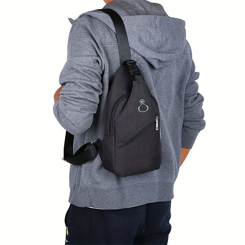 Men's Casual Crossbody Bag with Earphone Hole & USB Charging Port