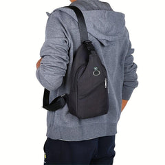Men's Casual Crossbody Bag with Earphone Hole & USB Charging Port