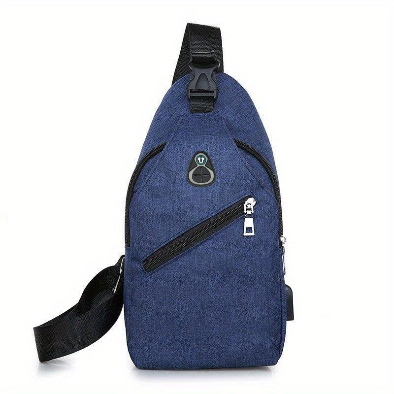 Men's Casual Crossbody Bag with Earphone Hole & USB Charging Port
