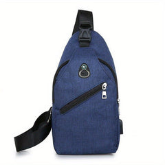 Men's Casual Crossbody Bag with Earphone Hole & USB Charging Port