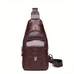 SCHLATUM Vintage Leather Chest Bag Men's Front Satchel