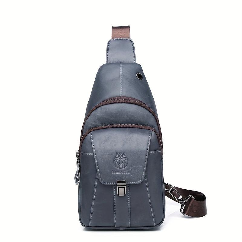 SCHLATUM Vintage Leather Chest Bag Men's Front Satchel