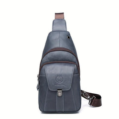 SCHLATUM Vintage Leather Chest Bag Men's Front Satchel