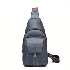 SCHLATUM Vintage Leather Chest Bag Men's Front Satchel