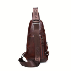 SCHLATUM Vintage Leather Chest Bag Men's Front Satchel