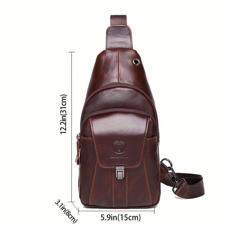 SCHLATUM Vintage Leather Chest Bag Men's Front Satchel