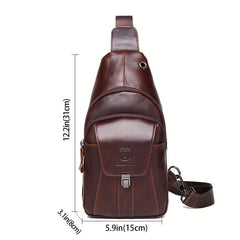 SCHLATUM Vintage Leather Chest Bag Men's Front Satchel