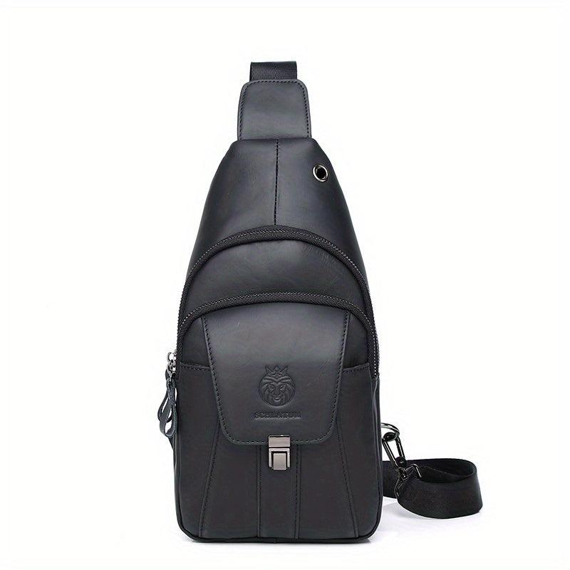 SCHLATUM Vintage Leather Chest Bag Men's Front Satchel
