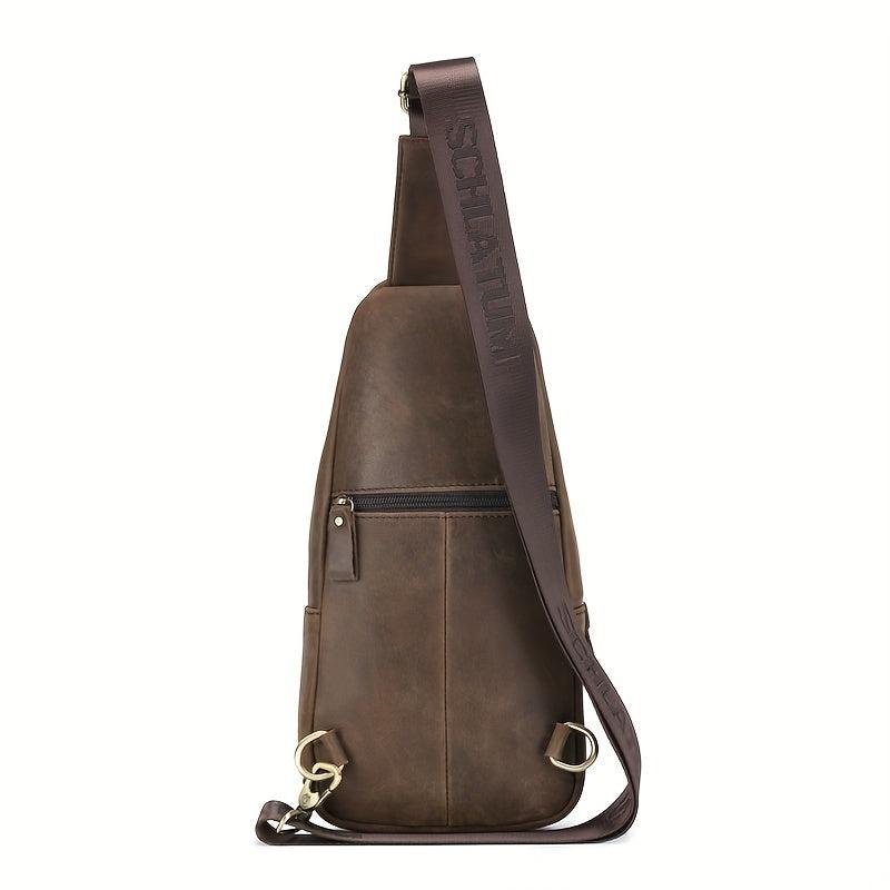 SCHLATUM Leather Shoulder Bag Crossbody Bag Vintage Chest Bag
