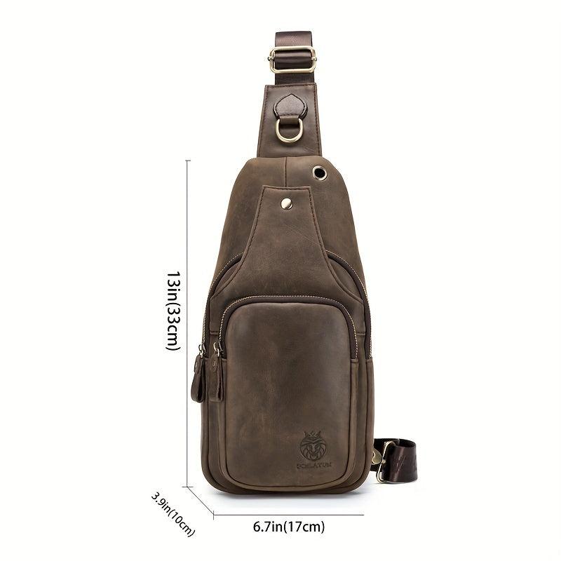 SCHLATUM Leather Shoulder Bag Crossbody Bag Vintage Chest Bag