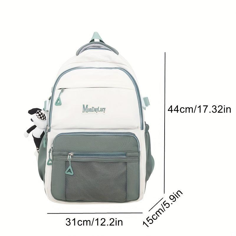 Large Capacity Nylon Preppy Backpack Durable Lightweight Laptop Daypack