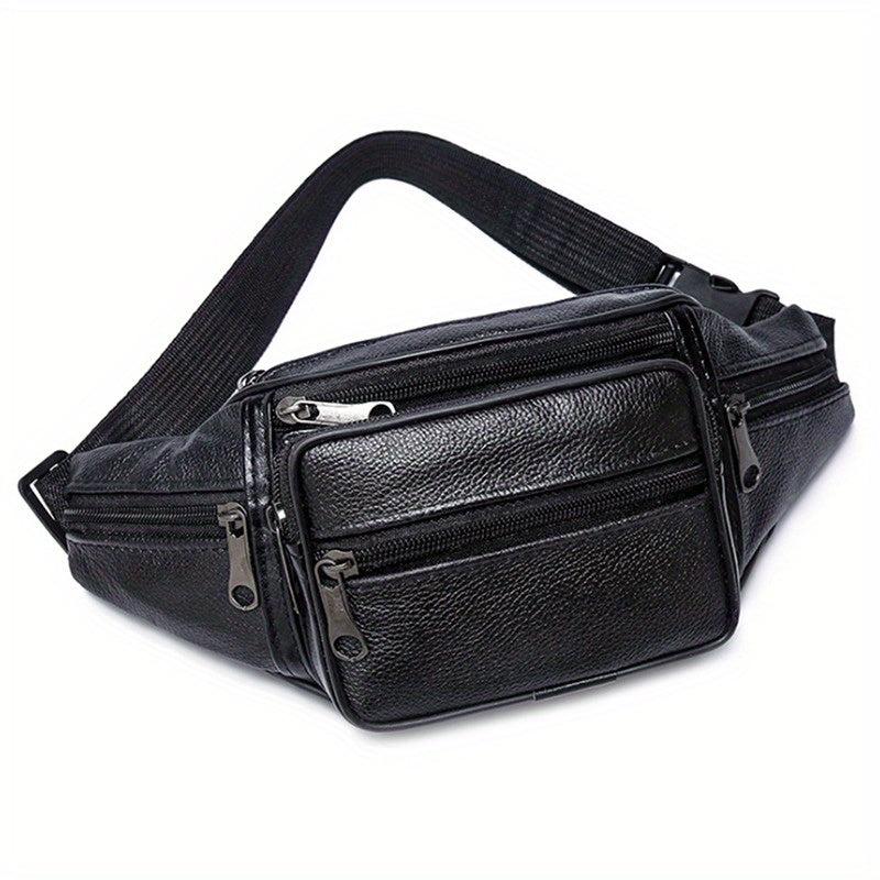 Casual PU Leather Waist Bag Outdoor Sports Chest Bag Running Waist Bag