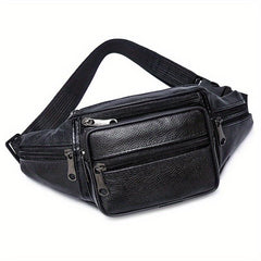 Casual PU Leather Waist Bag Outdoor Sports Chest Bag Running Waist Bag