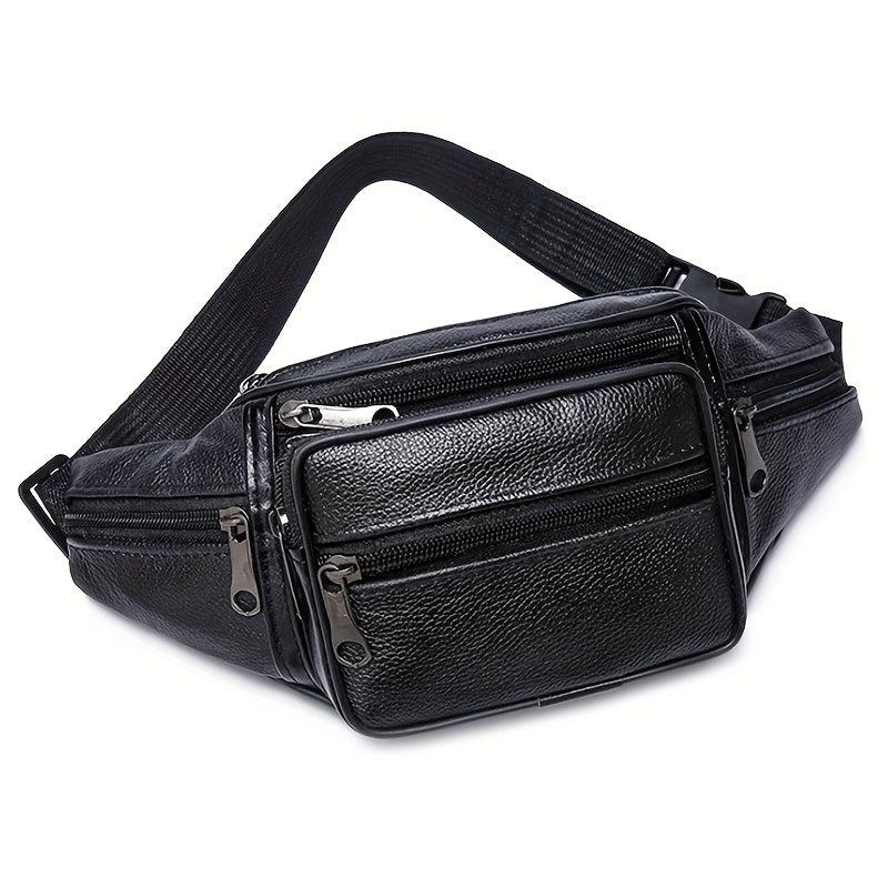 Casual PU Leather Waist Bag Outdoor Sports Chest Bag Running Waist Bag