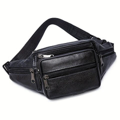 Casual PU Leather Waist Bag Outdoor Sports Chest Bag Running Waist Bag