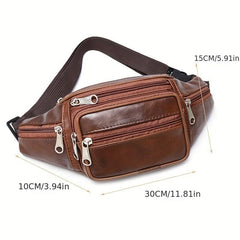 Casual PU Leather Waist Bag Outdoor Sports Chest Bag Running Waist Bag