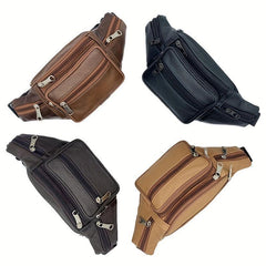 Casual PU Leather Waist Bag Outdoor Sports Chest Bag Running Waist Bag