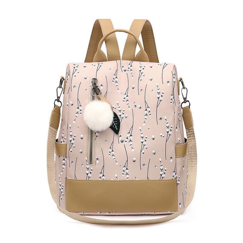 Colorblock Backpack Flower Pattern Rucksack Women's Travel Storage Bag
