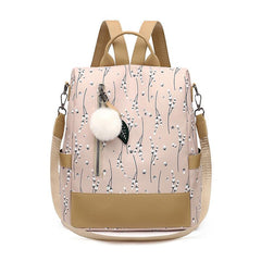 Colorblock Backpack Flower Pattern Rucksack Women's Travel Storage Bag