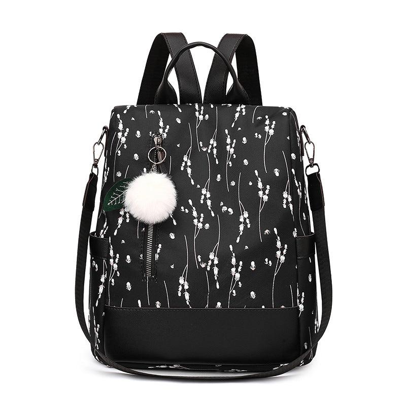 Colorblock Backpack Flower Pattern Rucksack Women's Travel Storage Bag