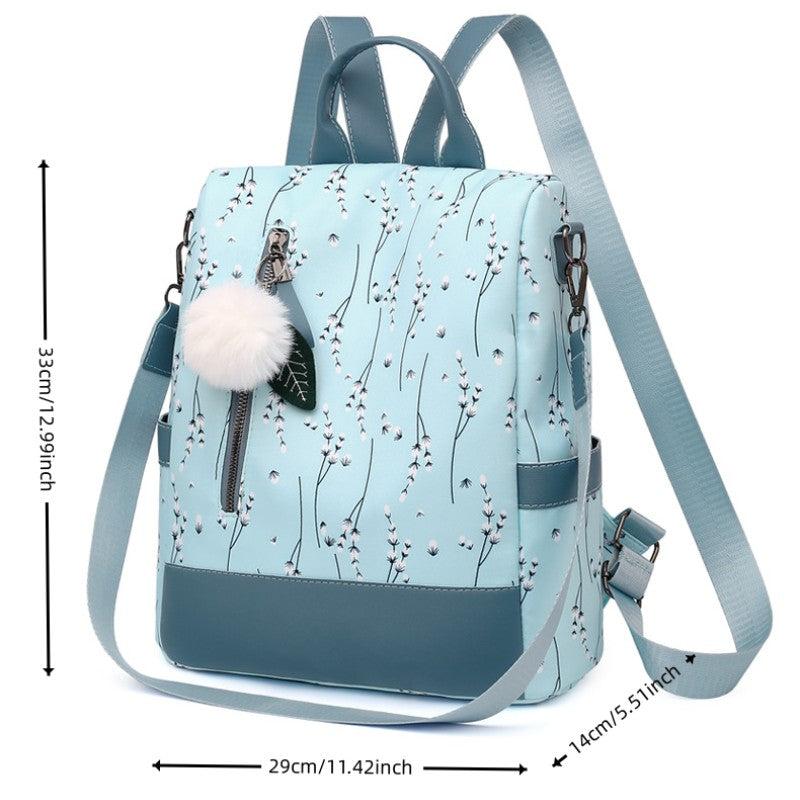 Colorblock Backpack Flower Pattern Rucksack Women's Travel Storage Bag
