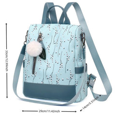 Colorblock Backpack Flower Pattern Rucksack Women's Travel Storage Bag