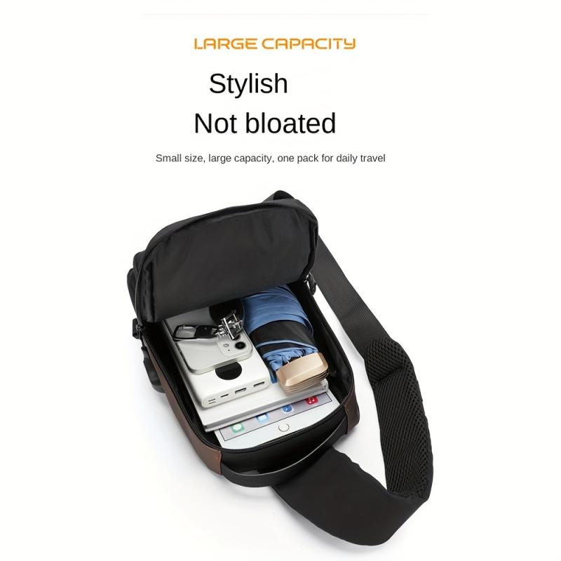 Men's Casual Satchel Bag with USB Charging Port