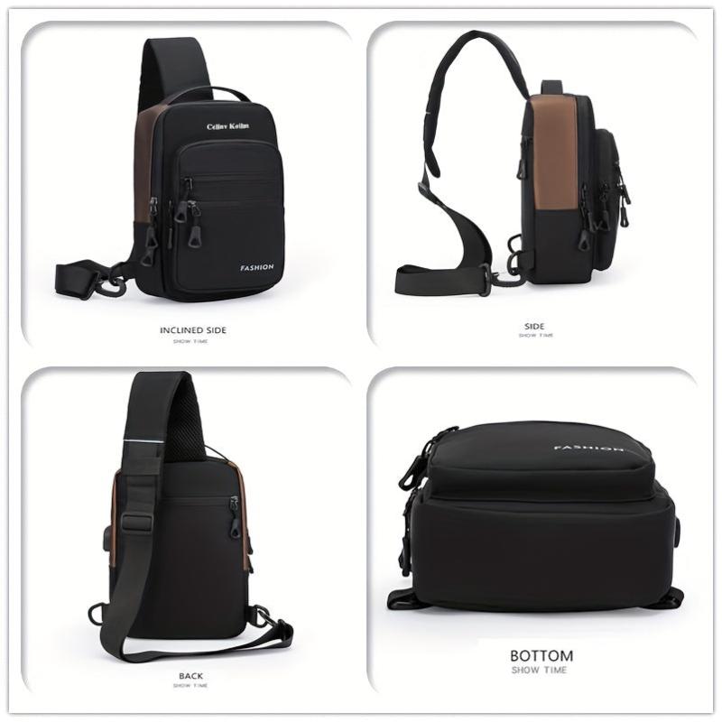 Men's Casual Satchel Bag with USB Charging Port