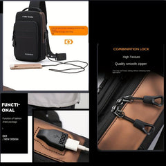 Men's Casual Satchel Bag with USB Charging Port