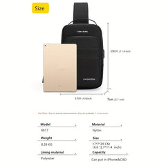 Men's Casual Satchel Bag with USB Charging Port