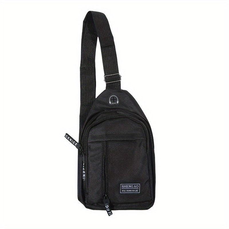 Men's Double Layer Crossbody Bag With Earphone Hole