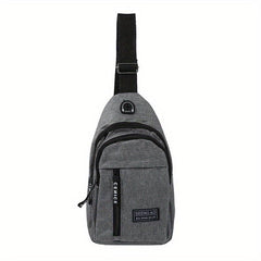 Men's Double Layer Crossbody Bag With Earphone Hole